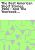 Book cover for "The best American short stories, 1966".