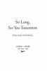 Book cover for "So long, see you tomorrow".