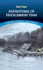Book cover for "The adventures of Huckleberry Finn".